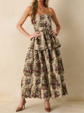 Mable Strapless Floral Maxi Dress